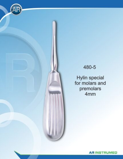 AR INSTRUMED Root Elevator Hylin special for molars and premolars 4mm stainless steel dental instrument Pakistan polished finish specialized 4mm working tip ergonomic non slip handle root elevator for clinics hospitals and laboratories in Pakistan