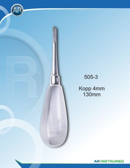 Root Elevators Kopp 4mm Pakistan dental extraction instrument stainless steel Kopp root elevator 4mm tip ergonomic handle professional dental instruments Pakistan dental supplies.