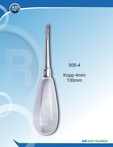 Root Elevators Kopp 4mm Pakistan dental extraction instrument stainless steel Kopp root elevator 4mm tip ergonomic handle professional dental instruments Pakistan dental supplies.