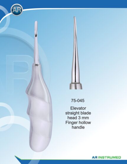 Root Elevators Elevator Straight Blade Head 3mm Finger Hollow Handle Pakistan dental extraction instrument stainless steel straight blade root elevator with ergonomic hollow handle for professional dental instruments and dental supplies.