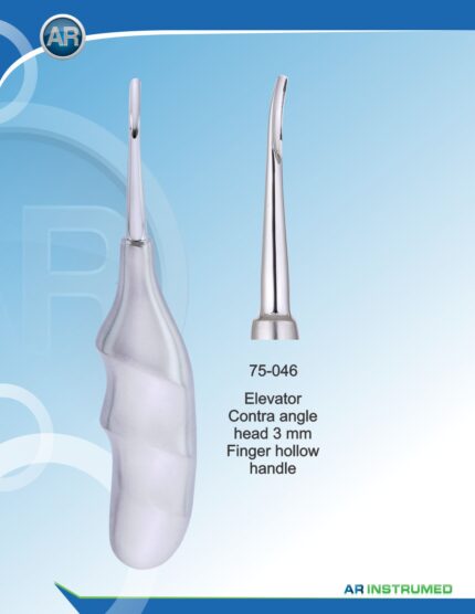 Elevator Curved Blade Internal 5mm Finger Hollow Handle Pakistan dental extraction instrument stainless steel curved blade elevator 5mm ergonomic hollow handle professional dental instruments Pakistan dental supplies.