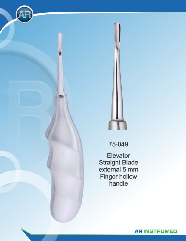 Root Elevators Elevator Straight Blade External 5mm Finger Hollow Handle Pakistan dental extraction instrument stainless steel straight blade root elevator with ergonomic hollow handle for professional dental instruments and dental supplies.