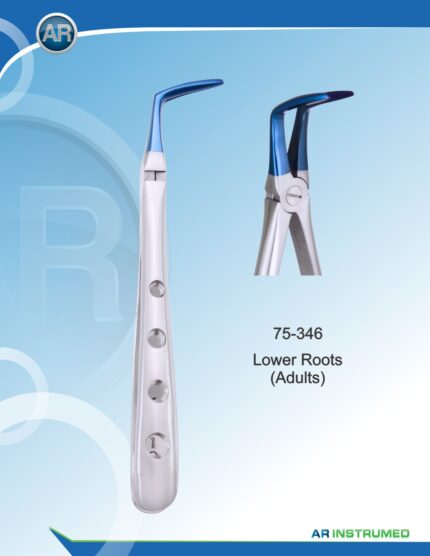 AR INSTRUMED Extracting Forceps lower roots adults blue stainless steel dental instrument Pakistan blue coated corrosion resistant finish narrow anatomically contoured beaks ergonomic non slip handle dental forceps for clinics hospitals and laboratories in Pakistan