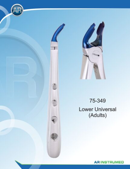 AR INSTRUMED Extracting Forceps Lower Universal Adults Blue stainless steel dental instrument Pakistan blue coated corrosion resistant finish universally contoured beaks ergonomic non slip handle dental forceps for clinics hospitals and laboratories in Pakistan