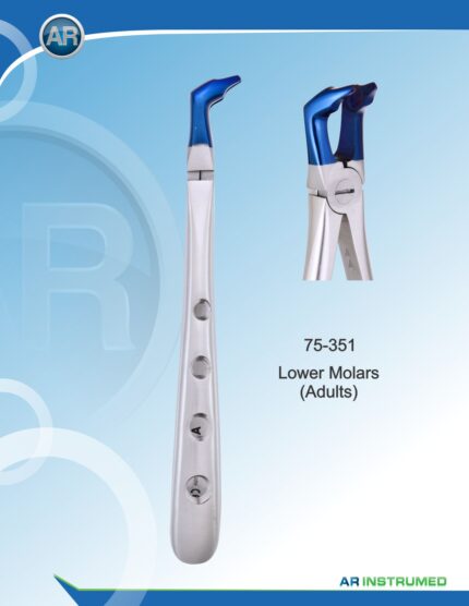 AR INSTRUMED Extracting Forceps lower molars adults blue stainless steel dental instrument Pakistan blue coated corrosion resistant finish anatomically contoured beaks ergonomic non slip handle dental forceps for clinics hospitals and laboratories in Pakistan