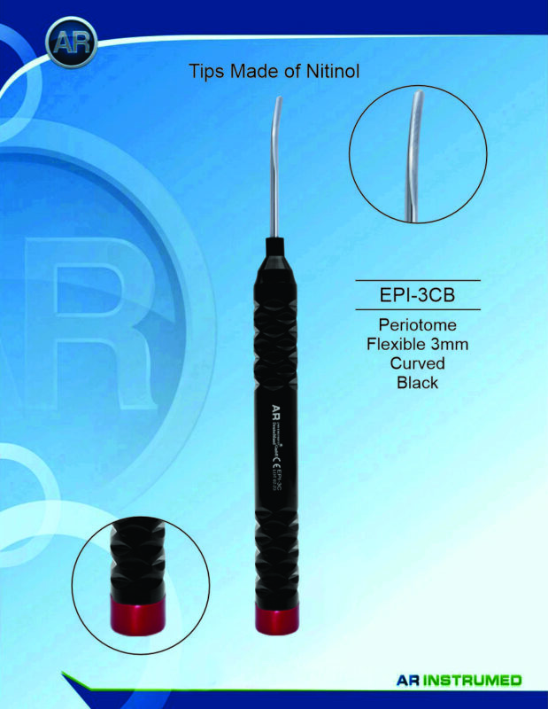 AR INSTRUMED Dental Flexible Periotome 3mm Curved Black Tip