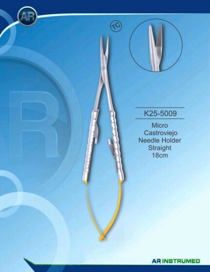 AR INSTRUMED Micro Castroviejo Needle Holder Straight 18 cm TC Gold Surgical Instrument