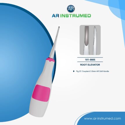 AR INSTRUMED Root Elevator Fig.2C Coupland with soft pink silicone handle used for precise tooth and root elevation during dental extraction procedures.