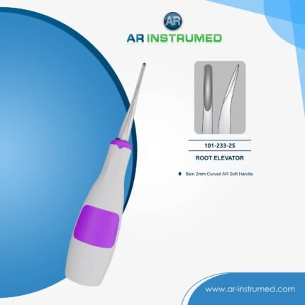AR INSTRUMED dental root elevator 2mm curved bein tip stainless steel dental instrument purple silicone handle tooth extraction tool Pakistan dental supplies