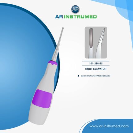 AR INSTRUMED dental root elevator curved bein 5mm tip stainless steel dental instrument purple silicone handle tooth extraction tool Pakistan dental supplies