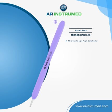 AR INSTRUMED cone socket mouth mirror holder with light purple silicone handle for secure dental mirror placement during oral examination and diagnostic procedures.