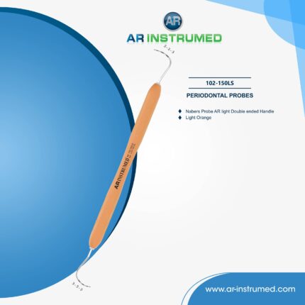 AR INSTRUMED double-sided Nabers probe with light orange silicone handle for periodontal furcation assessment and pocket depth measurement.