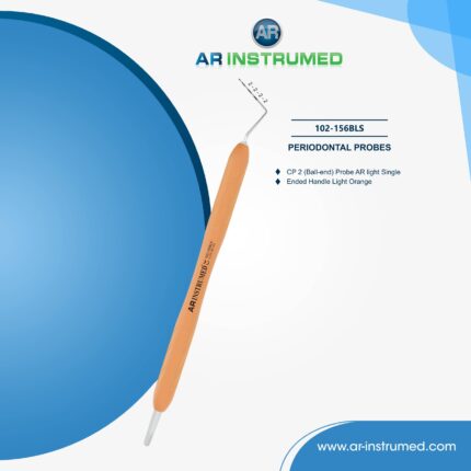 Dental CP-2 single-sided ball-end periodontal probe with color-coded markings and light orange silicone handle for precise pocket measurement