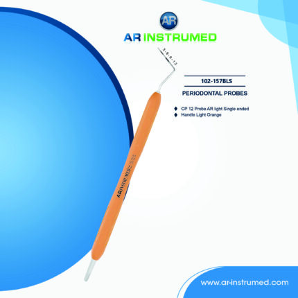 Dental CP-12 single-sided ball-end periodontal probe with light orange silicone handle for precise pocket measurement