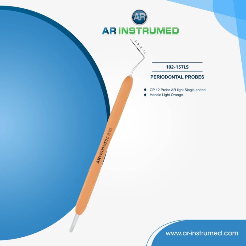 Dental CP-12 one-sided periodontal probe with light orange silicone handle for precise pocket measurement