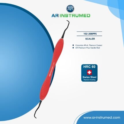 AR INSTRUMED dental columbia scaler 4R 4L titanium coated stainless steel red silicone handle subgingival calculus removal dental cleaning instrument Pakistan dental supplies