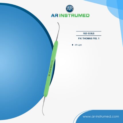 AR INSTRUMED P.K. Thomas Fig. 1 dental instrument with light green silicone handle for precision carving and contouring in restorative and laboratory procedures.