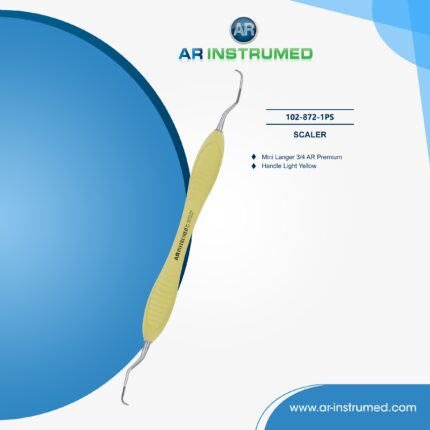 AR INSTRUMED mini langer curette 3/4 curved stainless steel light yellow silicone handle periodontal scaling root planing instrument Pakistan dental supplies