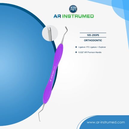 AR INSTRUMED Ligature 17C orthodontic instrument with dark purple silicone handle for ligature placement and dental exploration procedures.