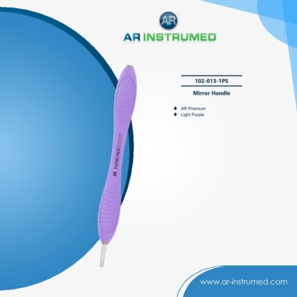 AR INSTRUMED Mirror Handle Light Purple stainless steel dental instrument Pakistan light purple corrosion resistant finish precision threaded mirror attachment ergonomic knurled non slip handle dental mirror handle for clinics hospitals and laboratories in Pakistan