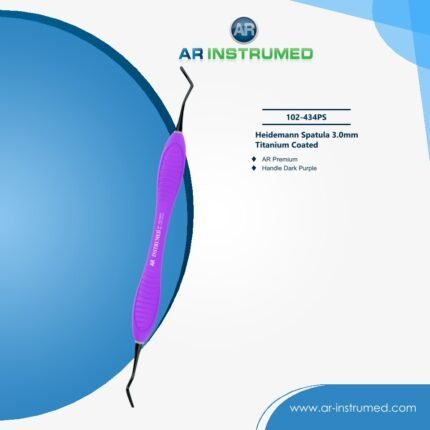 AR INSTRUMED Heidemann Spatula 3.0mm Titanium Coated AR Premium Dark Purple stainless steel dental instrument Pakistan titanium coated 3.0mm spatula tip dark purple ergonomic handle restorative composite cement placement tool for clinics hospitals and laboratories in Pakistan