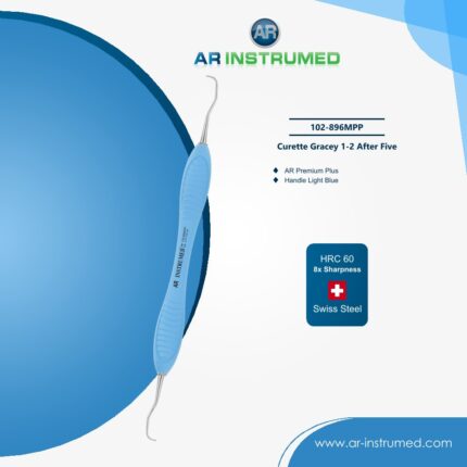 Dental Gracey curette 1-2 After Five with extended shank and silicone handle for precise subgingival scaling