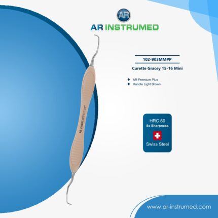 Dental Gracey curette 15-16 Mini with titanium-coated tip and silicone handle for precise subgingival scaling