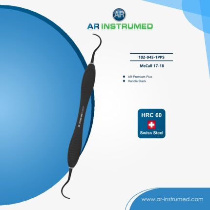 AR INSTRUMED McCall 17-18 Titanium Coating AR Premium Plus Black stainless steel dental instrument Pakistan titanium coated periodontal scaler black ergonomic handle McCall 17-18 working ends supragingival calculus removal tool for clinics hospitals and laboratories in Pakistan