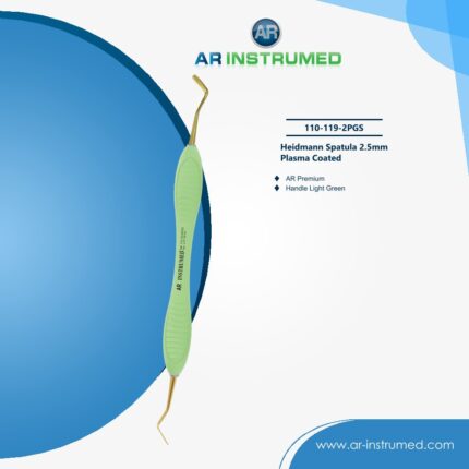 AR INSTRUMED Heidmann Spatula 2.5mm Plasma Coated AR Premium Light Green stainless steel dental instrument Pakistan plasma coated 2.5mm spatula tip light green ergonomic handle restorative composite cement application tool for clinics hospitals and laboratories in Pakistan