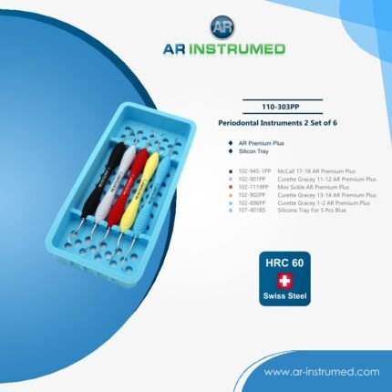 Periodontal Instruments 2 Set of 6 AR Premium Plus stainless steel dental instrument Pakistan 6 piece periodontal kit precision scaling and root planing instruments ergonomic non slip handles for dental clinics hospitals universities and laboratories in Pakistan